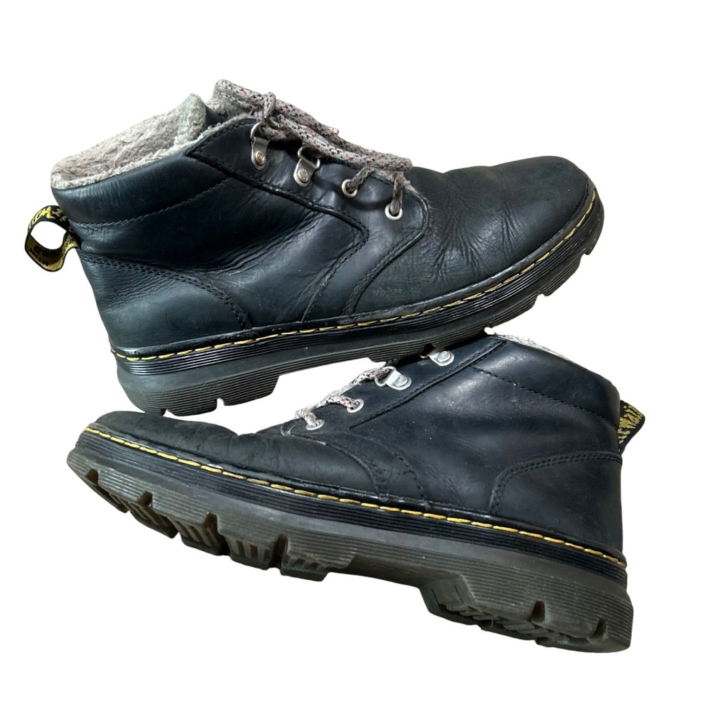 Dr. Martens Bonny W Black Leather Faux Fur Lined Lace Up Boots Womens 10 EU 42